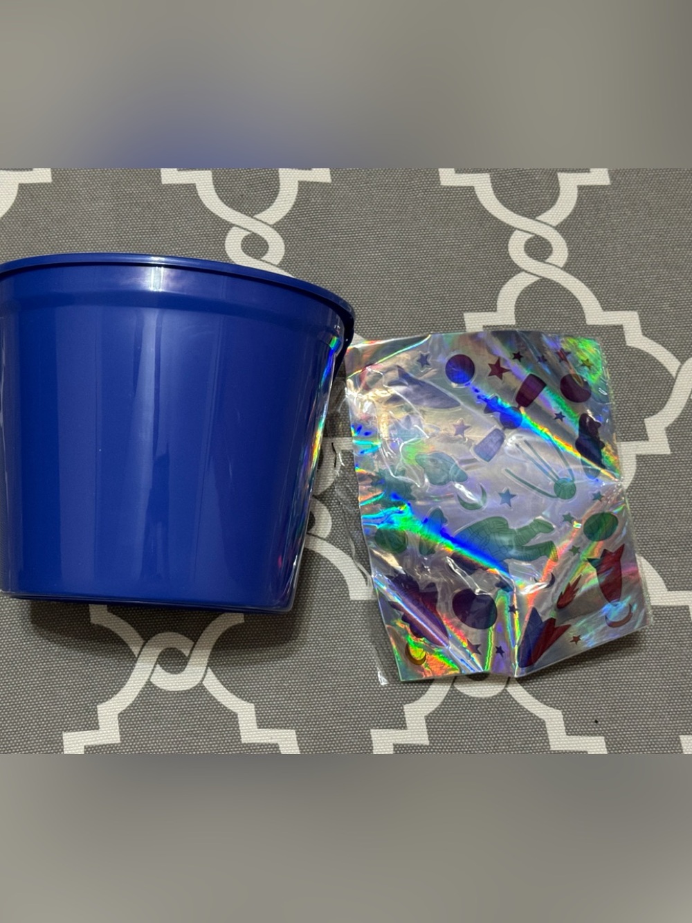 Blue Bucket With Stickers